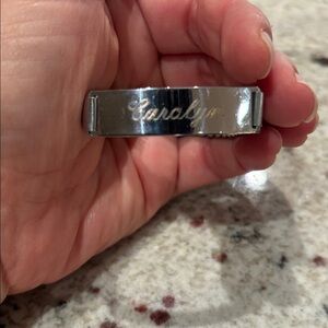 Silver Engraved Stretchy Bracelet with Carolyn name